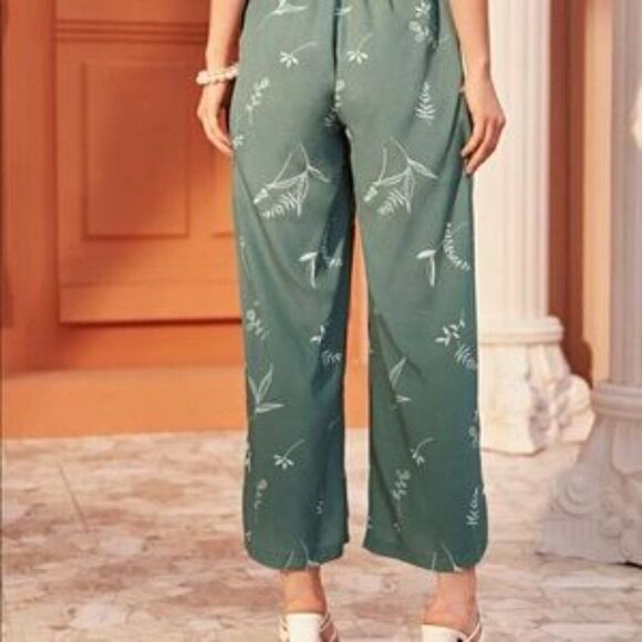 Boho Belted High Waist Pants Women Wide Leg Pants Pant Casual Loose Trousers - Picture 5 of 7